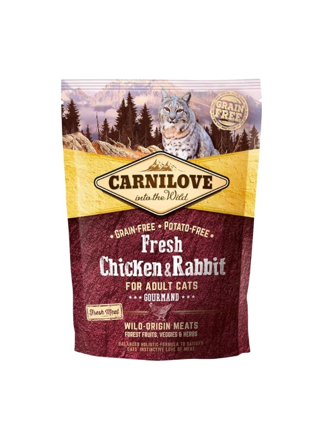 CARNILOVE Fresh Chicken & Rabbit Gourmand for Adult cats 400 Gram (5 Piece in Box)