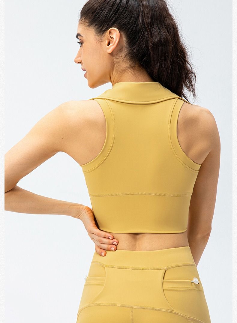 Loquat lapel high waist skinny running fitness yoga sports vest - Image 3