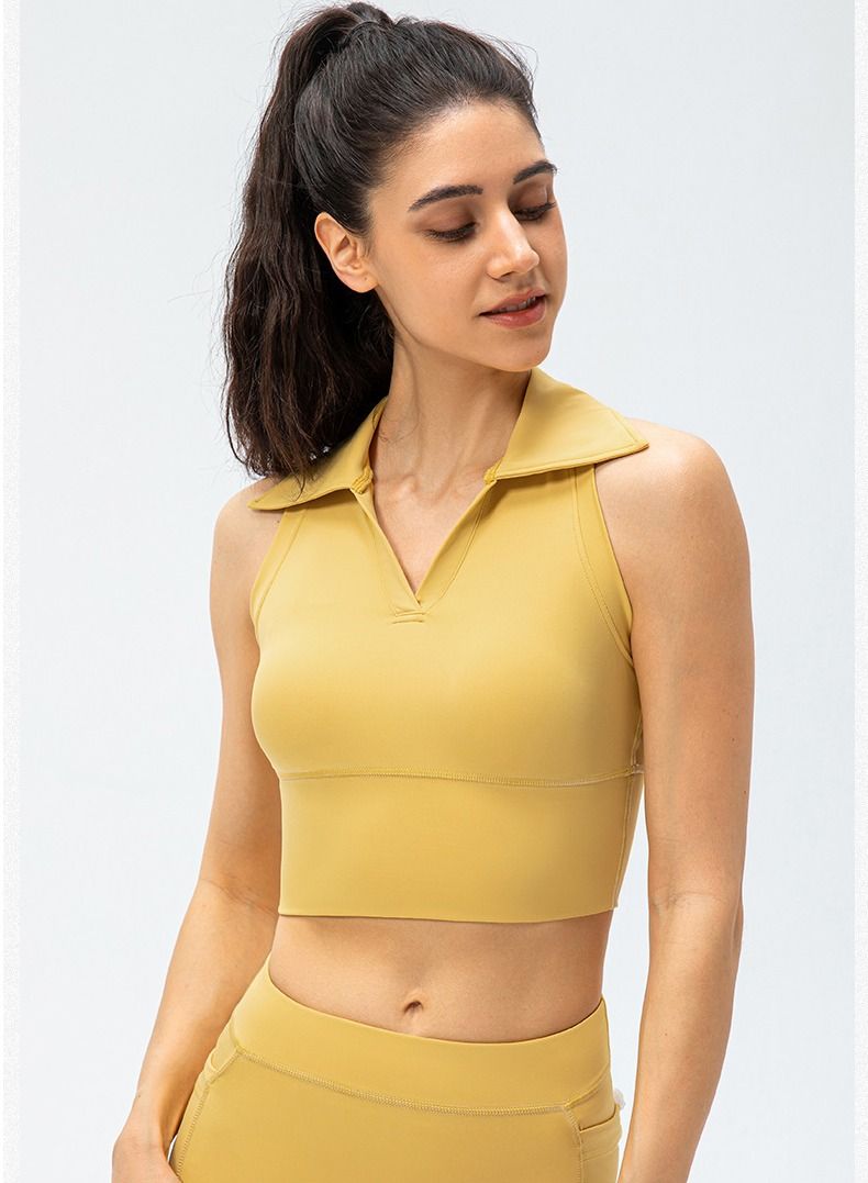 Loquat lapel high waist skinny running fitness yoga sports vest - Image 1