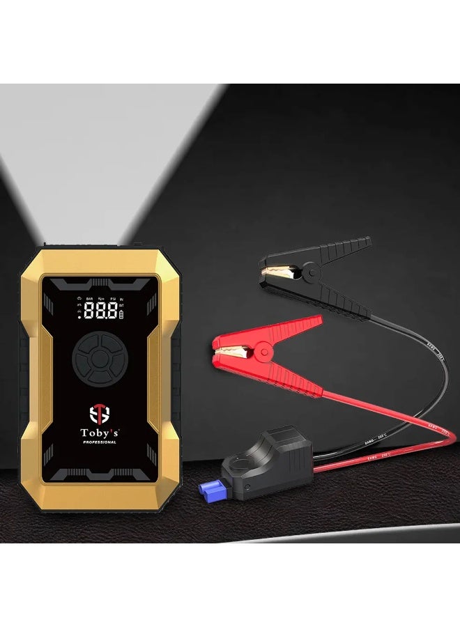 توبي جهاز تشغيل محرك السيارة توبي X21 مع ضاغط هواء، تيار ذروة 1500 أمبير، تيار بدء 360 أمبير، معزز بطارية 12 فولت، منفاخ إطارات محمول، شاشة رقمية، بنك طاقة USB، مناسب لسيارات البنزين حتى 5.0 لتر والديزل حتى 2.0 لتر، سيارات الدفع الرباعي، الدراجات النارية، الشاحنات، طقم نفخ إطارات للطوارئ. - Image 4