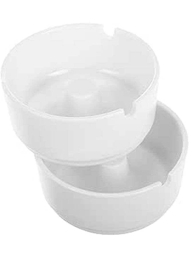 Unbreakable White Melamine Elevating Round Pocket Ashtray 2pcs for Outdoor Patio Use - Image 1