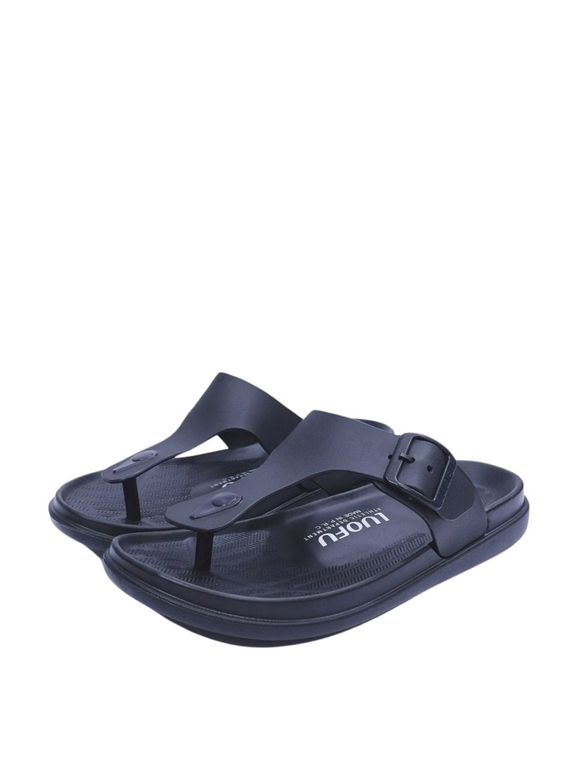 LUOFU Anti-slip flip flops for men and women lightweight summer slippers LF6175B-01-BK  - Image 1