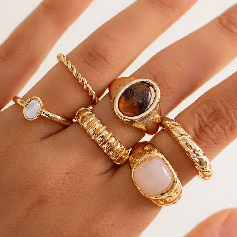 YEEZII 68 Pcs Gold Knuckle Rings Set for Women, Stackable Boho Joint Finger Midi Rings Silver Hollow Carved Crystal Stacking Ring Pack for Gift (Gold-42 pcs) - Image 2