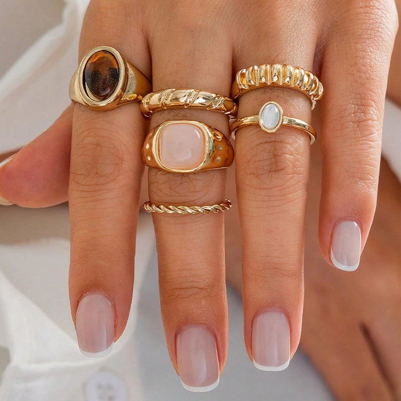YEEZII 68 Pcs Gold Knuckle Rings Set for Women, Stackable Boho Joint Finger Midi Rings Silver Hollow Carved Crystal Stacking Ring Pack for Gift (Gold-42 pcs) - Image 3