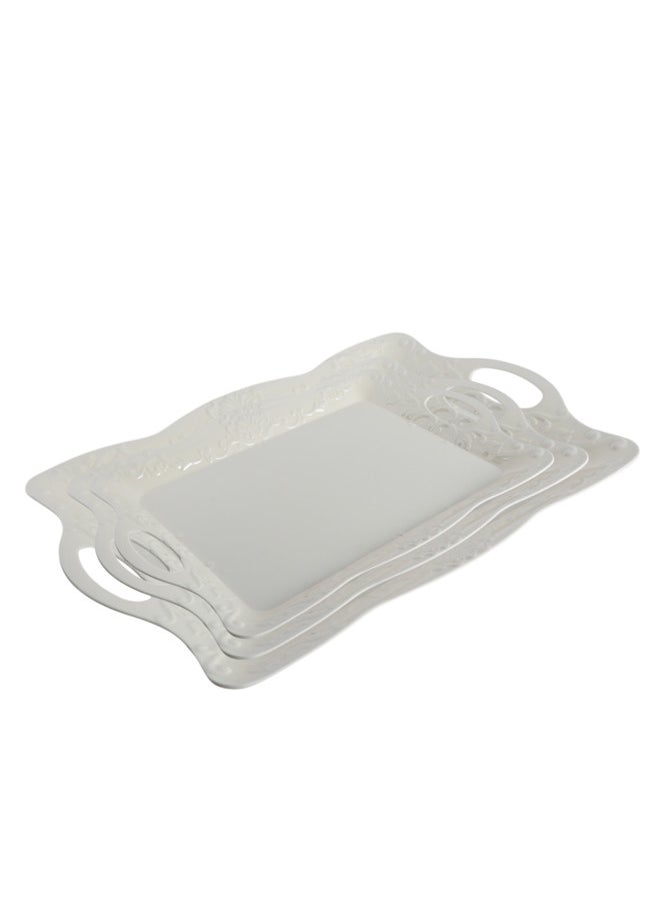 Trust - 3-Piece Melamine Serving Tray Set Small Size 35CM, Medium Size 40CM & Large Size 45CM Beige - Image 1
