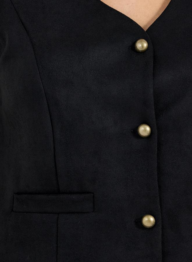 Styli Solid Suede Look Waistcoat  - Image 3