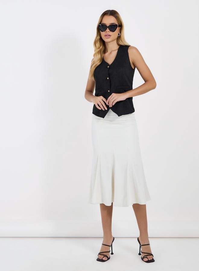 Styli Solid Suede Look Waistcoat  - Image 2