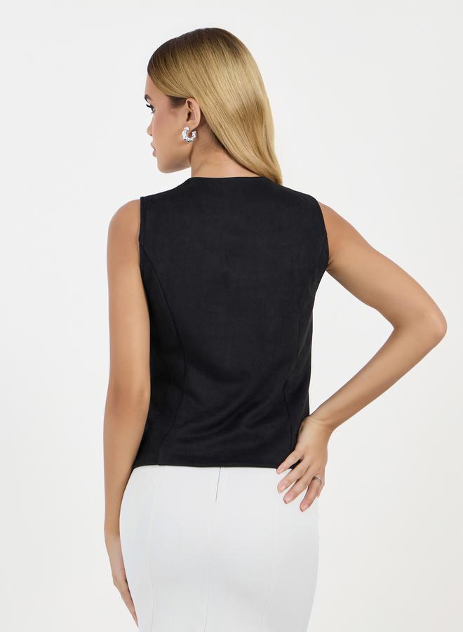 Styli Solid Suede Look Waistcoat  - Image 4