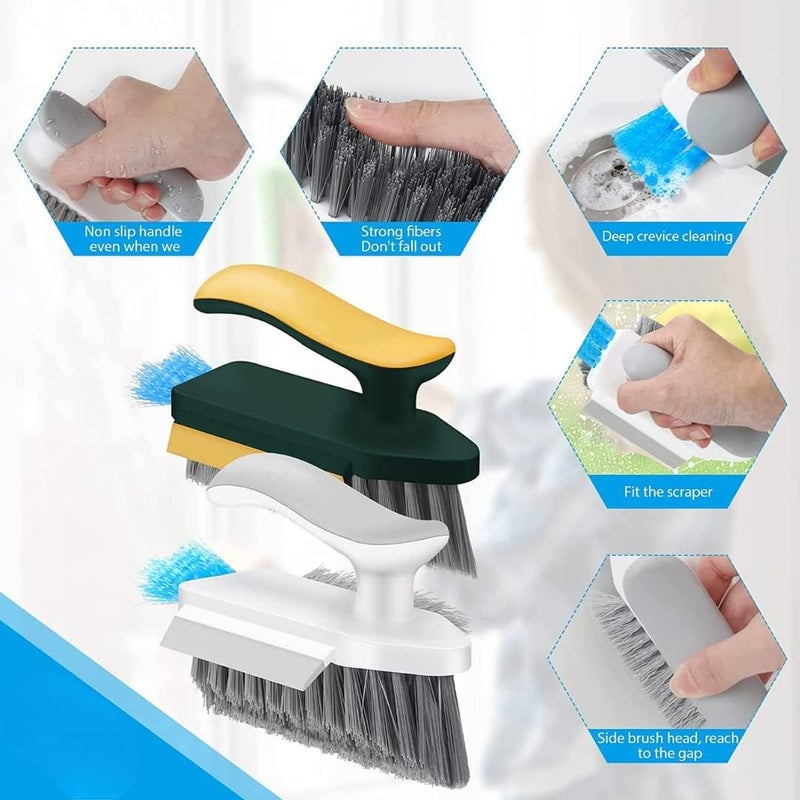 RUEX 4 in 1 Tile Grout Cleaner Brush - Multi-Functional Scrubbing Tool for Floors, Corners, Tiles & Grout Cleaning with Crevice Brush for Deep Dirt Removal(Multicolour) - Image 2