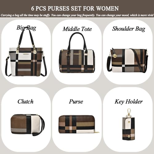 2E-youth Designer Purses and Handbags For Women Satchel Shoulder Bag Tote Bag For Work Clutch Purses (Brown) - Image 2