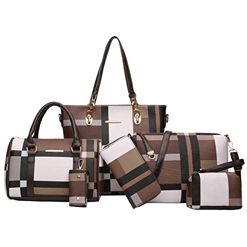 2E-youth Designer Purses and Handbags For Women Satchel Shoulder Bag Tote Bag For Work Clutch Purses (Brown) - Image 1