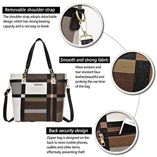 2E-youth Designer Purses and Handbags For Women Satchel Shoulder Bag Tote Bag For Work Clutch Purses (Brown) - Image 5