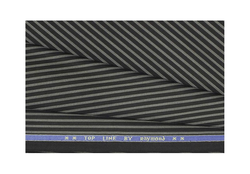 Raymond Men's Poly Viscose Unstitched Striped 3 m Suit Material (White and Black, Free Size) - Image 5