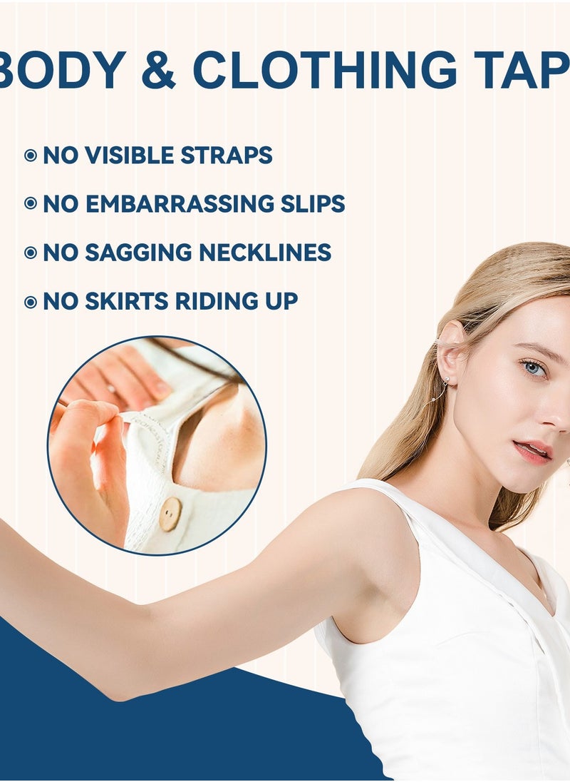 Elaimei Invisible anti-exposure stickers double-sided tape V-neck skirt shirt fixed transparent stickers double-sided suspender stickers (80 pieces)  - Image 4