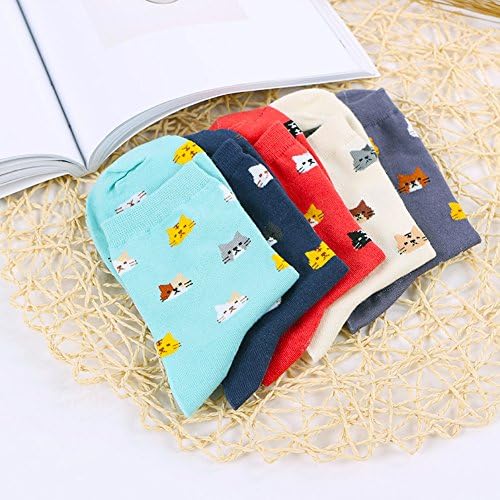 Chalier Womens Funny Socks Cozy Cute Printed Patterned Fun Sock Novelty Cat Dog Socks for Women, Cute Cat Multicolor 01(5 Pairs) - Image 3