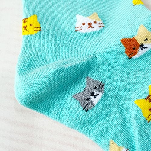 Chalier Womens Funny Socks Cozy Cute Printed Patterned Fun Sock Novelty Cat Dog Socks for Women, Cute Cat Multicolor 01(5 Pairs) - Image 4