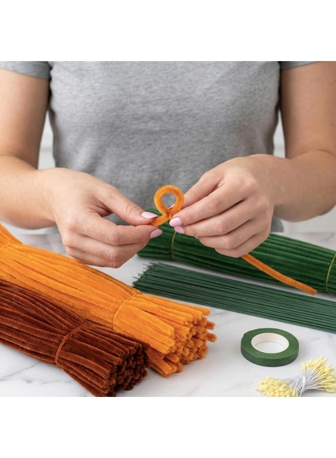 323pcs Sunflower Pipe Cleaners Kit, Chenille Stem Craft Set with Floral Wires, Glue Sticks, Stamens, Ribbon & Floral Tape - Image 5