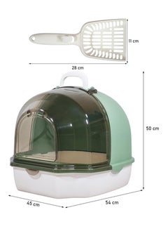 NNC PETS Cat litter box with Portable handle, Transparent cover, Litter scoop, and Sand drop filter, Fully-enclosed cat toilet for indoor cats and kittens, Easy to clean and Assembly 54 cm (white)  - Image 2