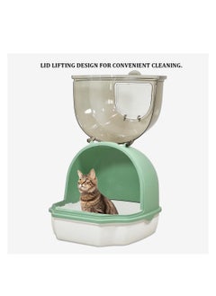 NNC PETS Cat litter box with Portable handle, Transparent cover, Litter scoop, and Sand drop filter, Fully-enclosed cat toilet for indoor cats and kittens, Easy to clean and Assembly 54 cm (white)  - Image 4