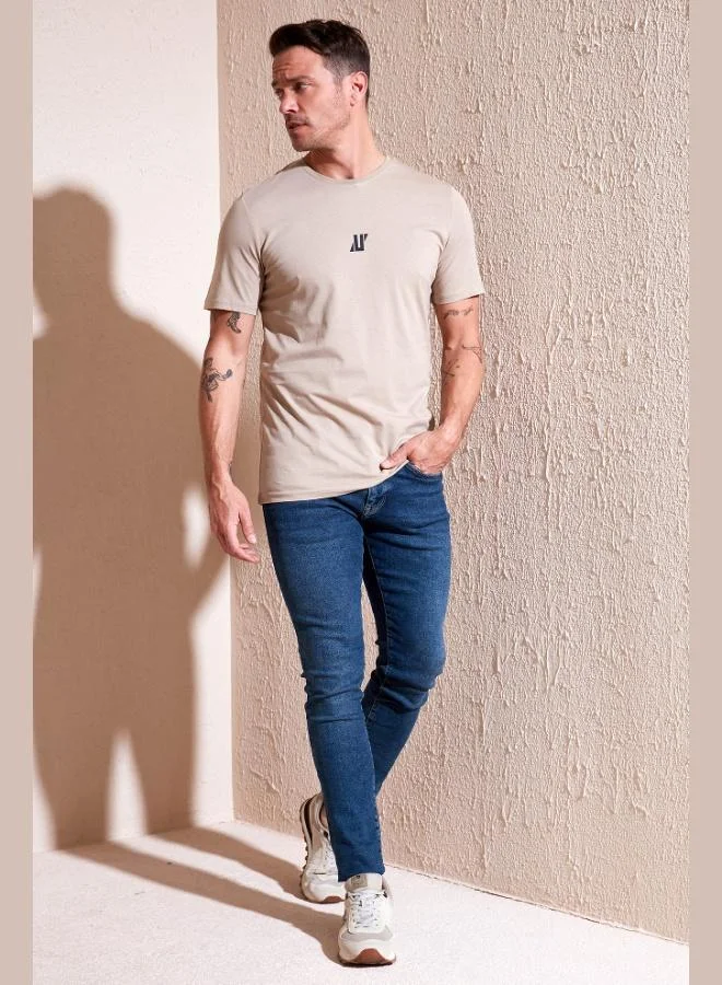 بوراتي تيشيرت قطن % بياقة دائرية بقصة عادية للرجال