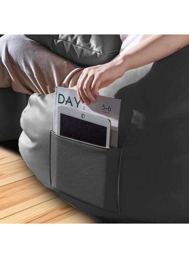 KAM'S LIEU Faux Leather Bean Bag Cover with Relaxing Footrest & Cushion Cover Only Color & Size- (Grey) - Image 3