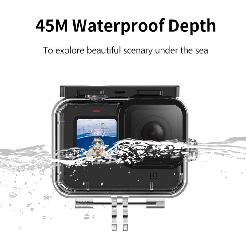 حقيبة مائية للمعدة لجهزة Gopro Hero 9 Black: مستوى مقاومة للمياه 45 مترًا/148 قدمًا، تناسب مخصصة مثالية، عالية النفاذية للضوء - ملحقات غوص لتصوير تحت الماء - Image 4