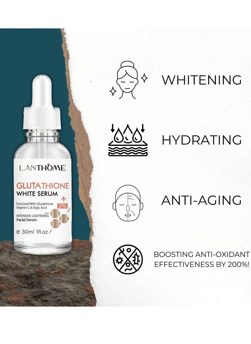 Lanthome Glutathione Kojic Acid Cream and Serum Brighting Dark Spots Acne Scars Intensively Hydrating Soothing Provide Elastic Youthful Skin Natural Skin Nourishing Resurfacing Fade Cream and Serum 50ml + 30ml  - Image 5