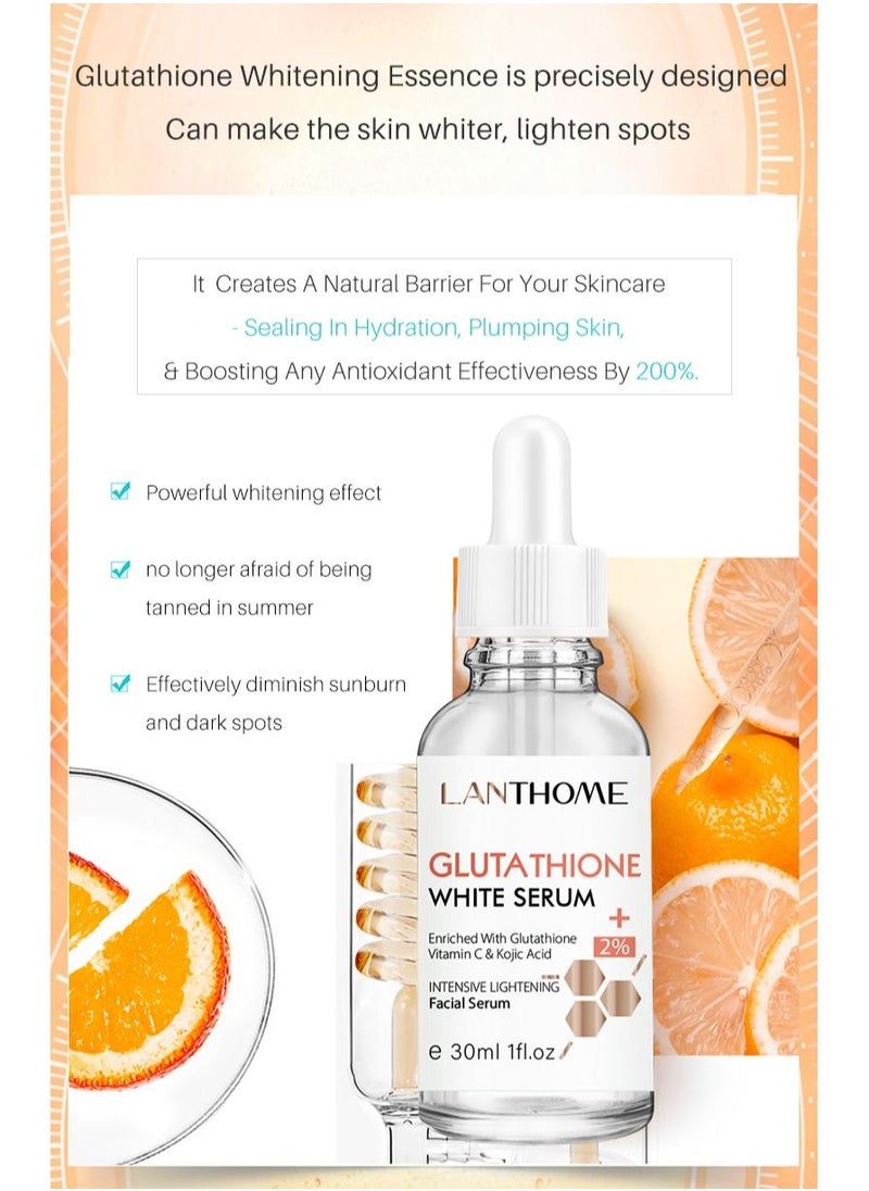 Lanthome Glutathione Kojic Acid Cream and Serum Brighting Dark Spots Acne Scars Intensively Hydrating Soothing Provide Elastic Youthful Skin Natural Skin Nourishing Resurfacing Fade Cream and Serum 50ml + 30ml  - Image 4