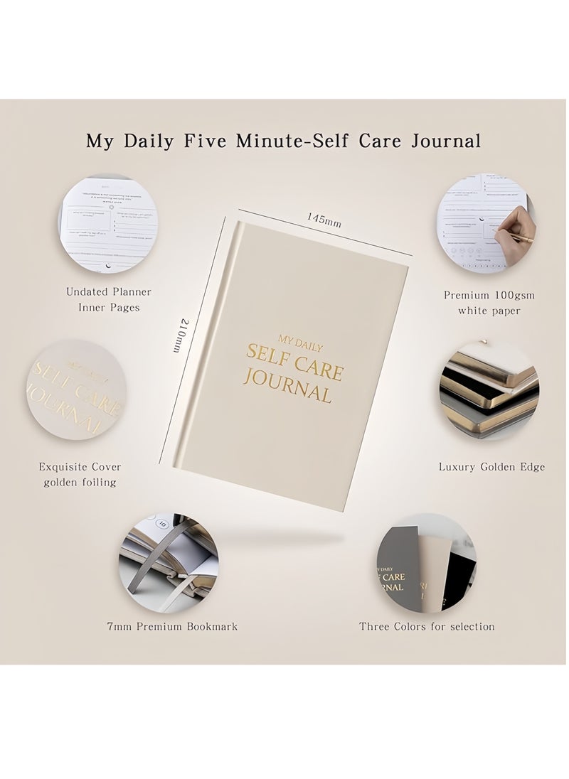 Generic - Gratitude journal for women Five Minutes a Day Manifestation journal with prompts A5 size Foil stamped edges Rich inside page program Self care journal Daily gratitude journal notebook - Image 1