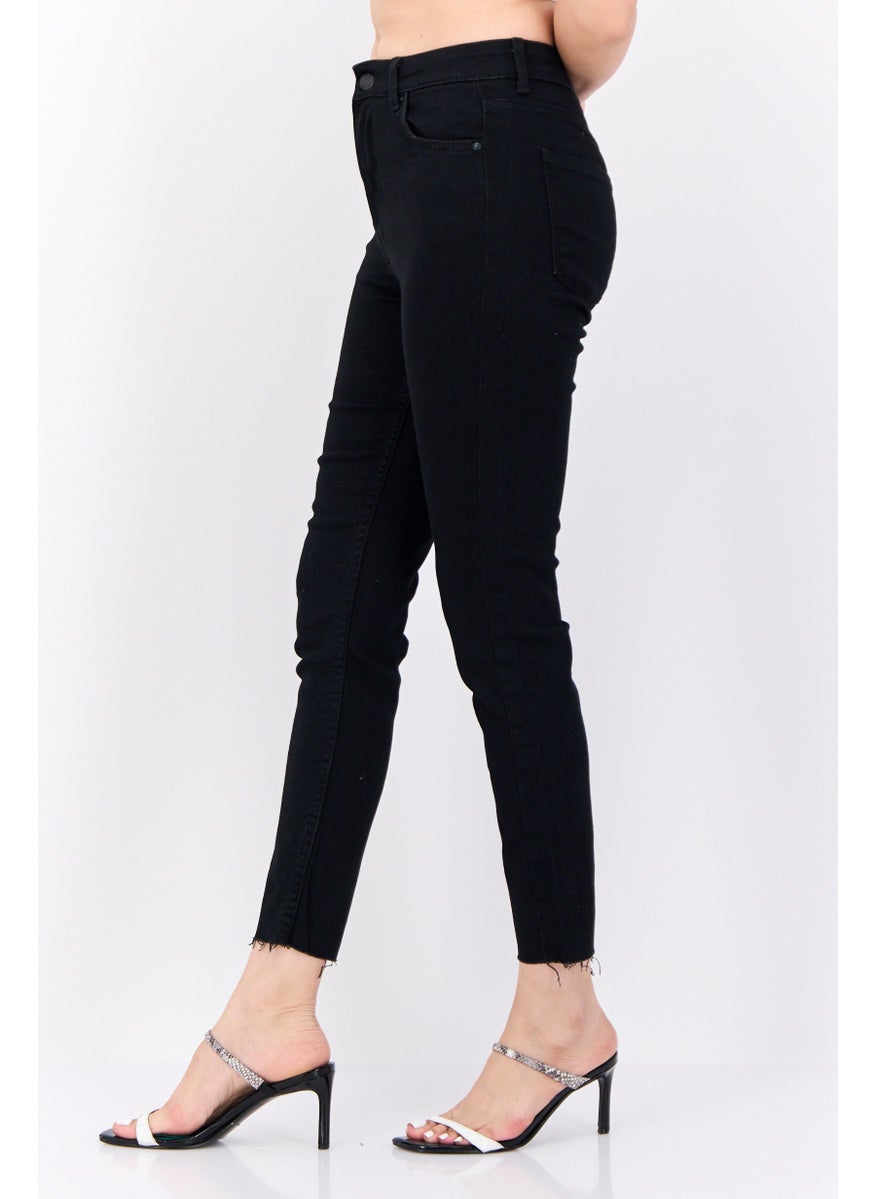 Bershka Women Skinny Fit Plain Stretchable Jeans, Black  - Image 2