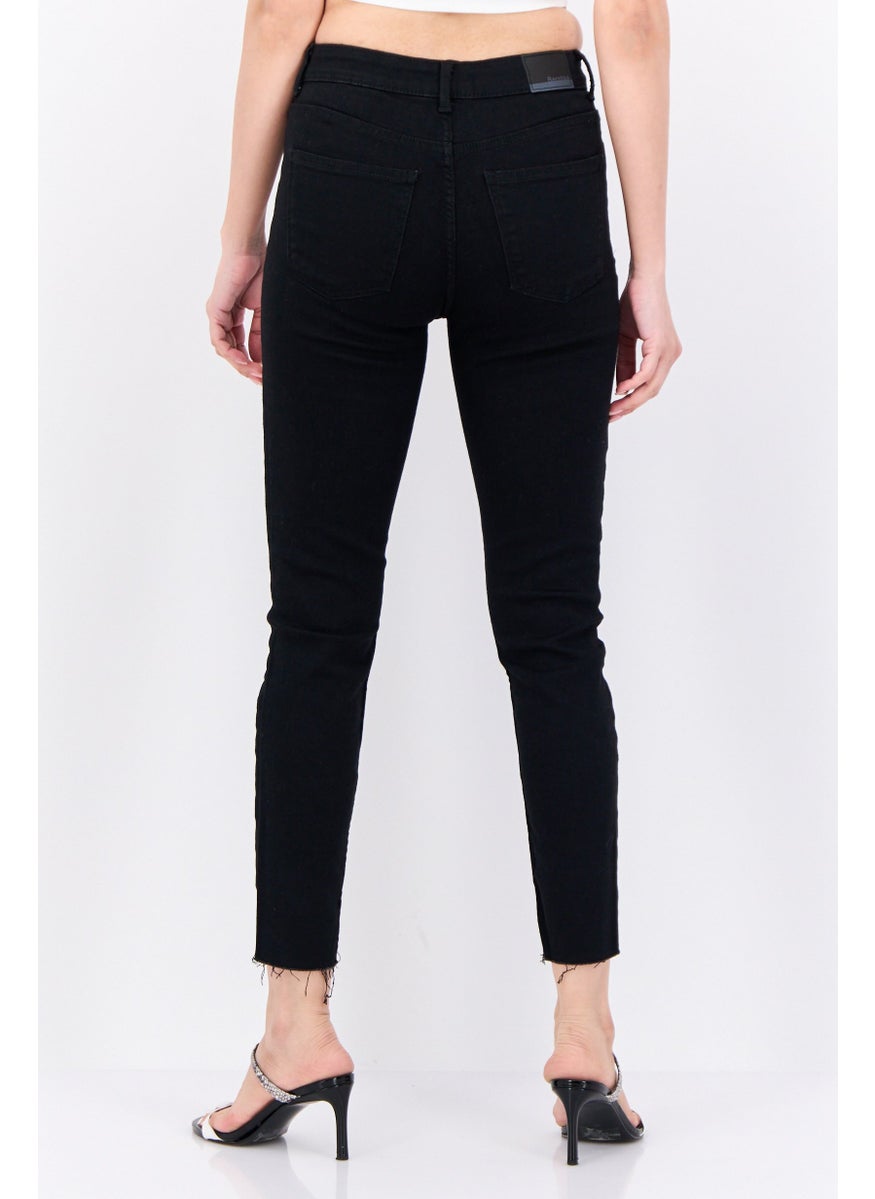 Bershka Women Skinny Fit Plain Stretchable Jeans, Black  - Image 3
