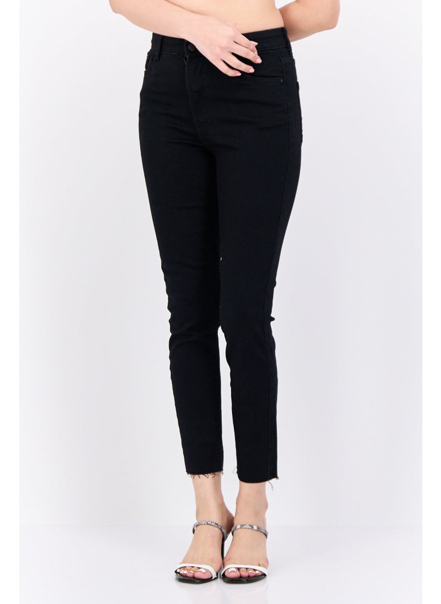 Bershka Women Skinny Fit Plain Stretchable Jeans, Black  - Image 1
