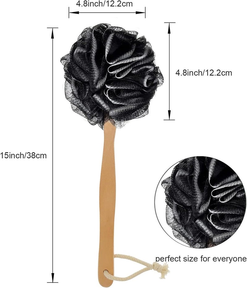 RASDDER Loofah on a Stick, Loofah with Handle, Back Sponge with Handle, PE Soft Mesh Luffas, Shower Brush for Body, Exfoliating Luffa for Men and Women - Image 2