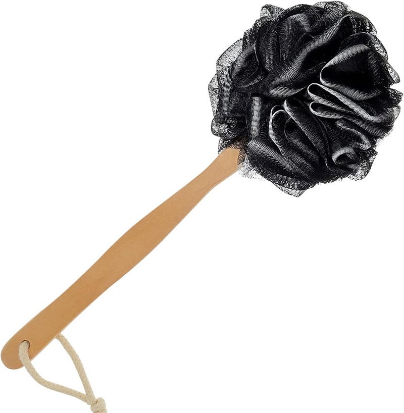 RASDDER Loofah on a Stick, Loofah with Handle, Back Sponge with Handle, PE Soft Mesh Luffas, Shower Brush for Body, Exfoliating Luffa for Men and Women - Image 1