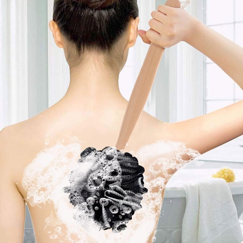 RASDDER Loofah on a Stick, Loofah with Handle, Back Sponge with Handle, PE Soft Mesh Luffas, Shower Brush for Body, Exfoliating Luffa for Men and Women - Image 4