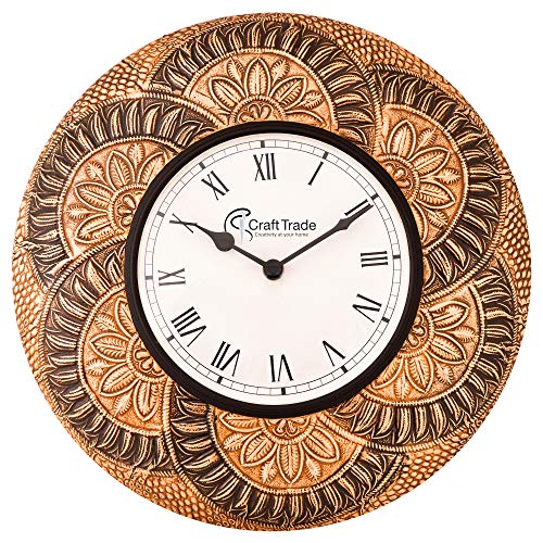 Craft Trade Wall Clock for Bedroom Roman Dial Silent Movement Decorative Roman Dial Vintage Wall Clock for Home Office Hall and Living Room - 12 Inches - Image 1
