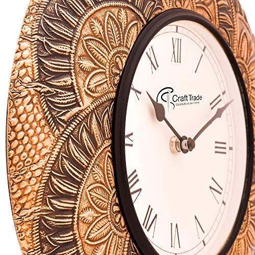 Craft Trade Wall Clock for Bedroom Roman Dial Silent Movement Decorative Roman Dial Vintage Wall Clock for Home Office Hall and Living Room - 12 Inches - Image 3