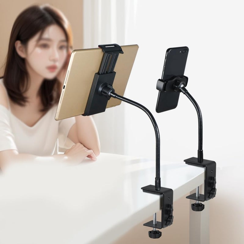 Tablet Holder for Bed Adjustable Tablet Phone Bed Stand Mount 360 Degree Rotatable Foldable Metal Arm Holder Desk Clamp for Tablets - Image 2