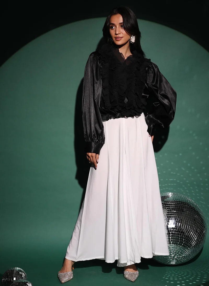 Pinacolada  Women's Midnight Black Ruffle Regency Top for Women | Best Price UAE