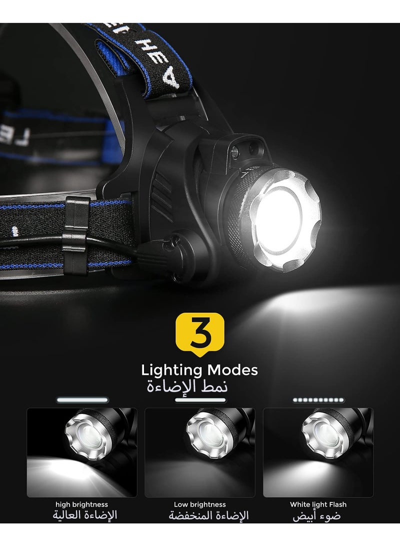 Kueh T004 Headlamp Flashlight, USB Rechargeable LED Head Lamp, IPX4 Waterproof, 4 Light Modes with Adjustable Headband, Ideal for Camping, Hiking, Hunting & Outdoor Activities - Image 3