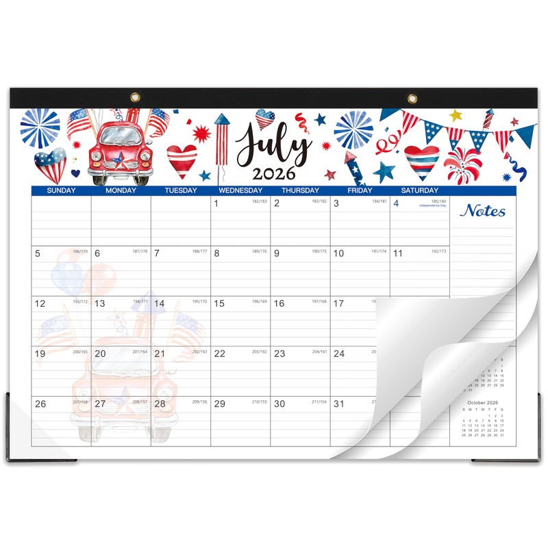 Coboll Desk Calendar 20262027 18 Months DeskWall Calendar 20262027 July 2026 December 2027 17 x 12 with Large Ruled Blocks for Planning - Image 2