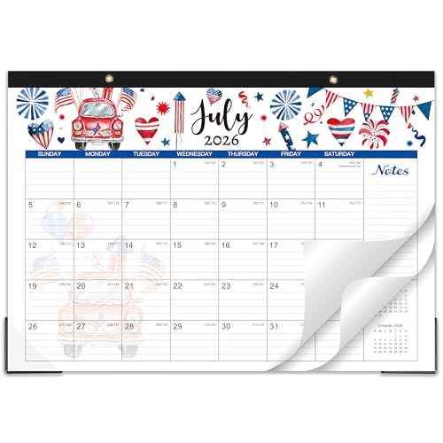 Coboll Desk Calendar 20262027 18 Months DeskWall Calendar 20262027 July 2026 December 2027 17 x 12 with Large Ruled Blocks for Planning - Image 1