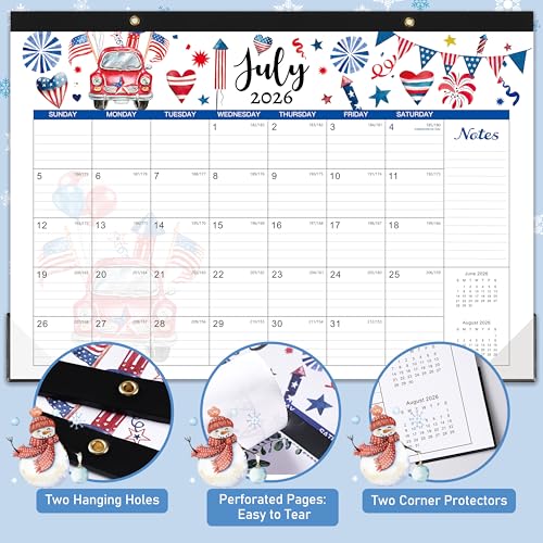 Coboll Desk Calendar 20262027 18 Months DeskWall Calendar 20262027 July 2026 December 2027 17 x 12 with Large Ruled Blocks for Planning - Image 3