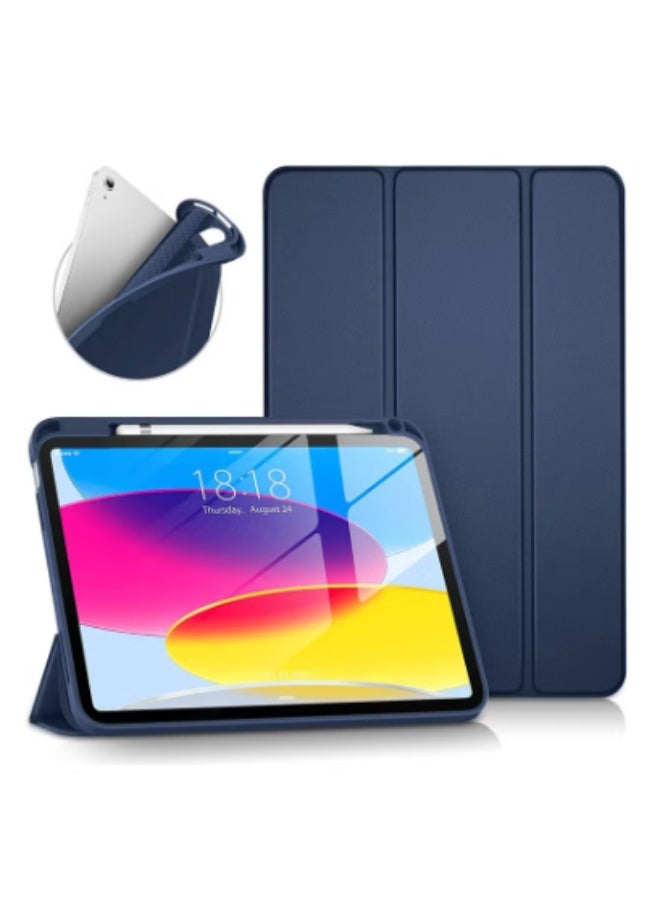 RTZ Case for iPad 10th Generation 10.9 2022 / iPad 11th Generation (A16) 10.9 Inch 2025 Built-in Pencil Holder Flexible Back Cover, Trifold Stand, Auto Sleep Wake Rebound Series Blue - Image 1
