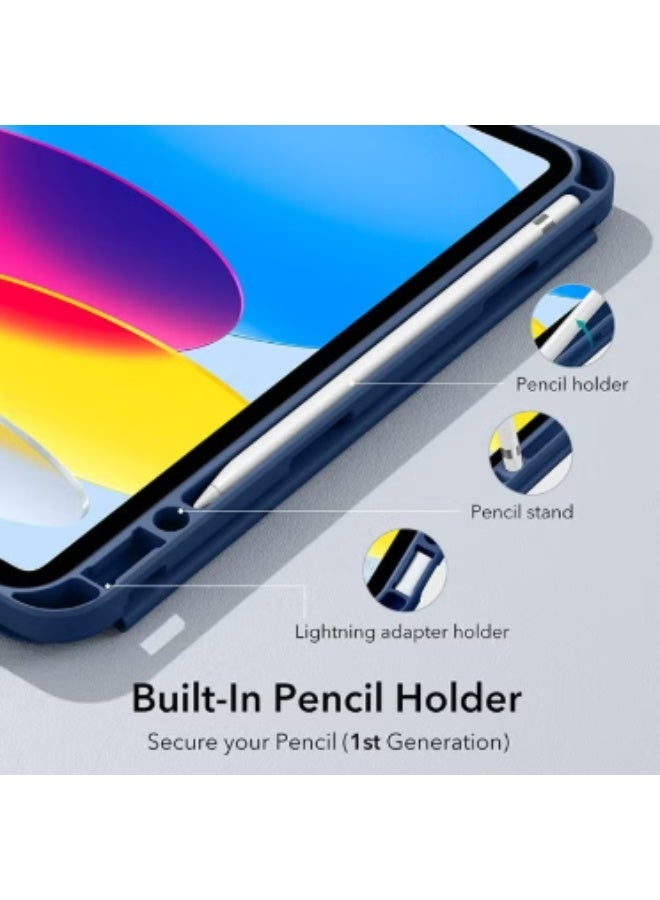 RTZ Case for iPad 10th Generation 10.9 2022 / iPad 11th Generation (A16) 10.9 Inch 2025 Built-in Pencil Holder Flexible Back Cover, Trifold Stand, Auto Sleep Wake Rebound Series Blue - Image 2