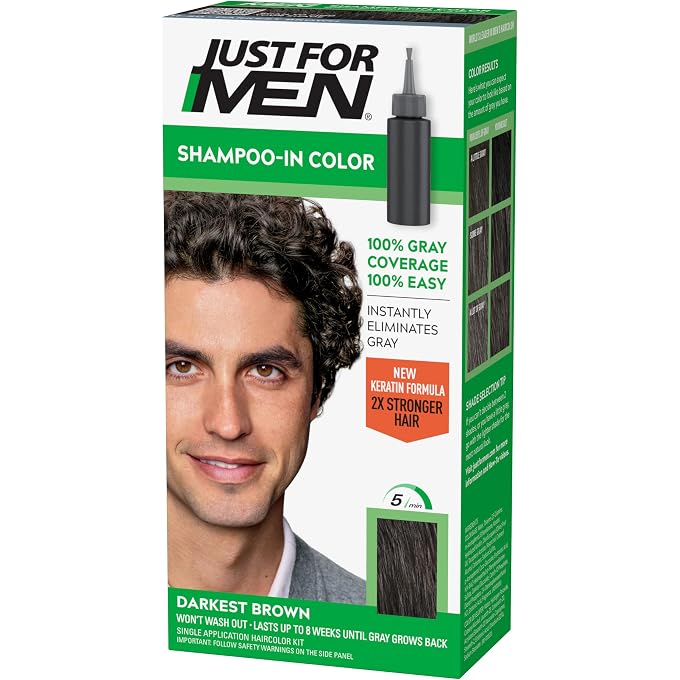 Just For Men Shampoo-In Hair Color Darkest Brown H-50 For Men 1 Application - Image 1