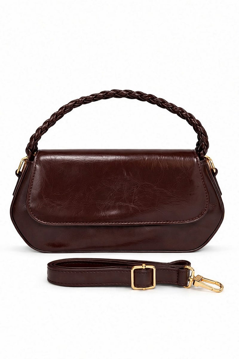 KANAZ Shoulder Bag with Braided Handle & Detachable Strap. - Image 1