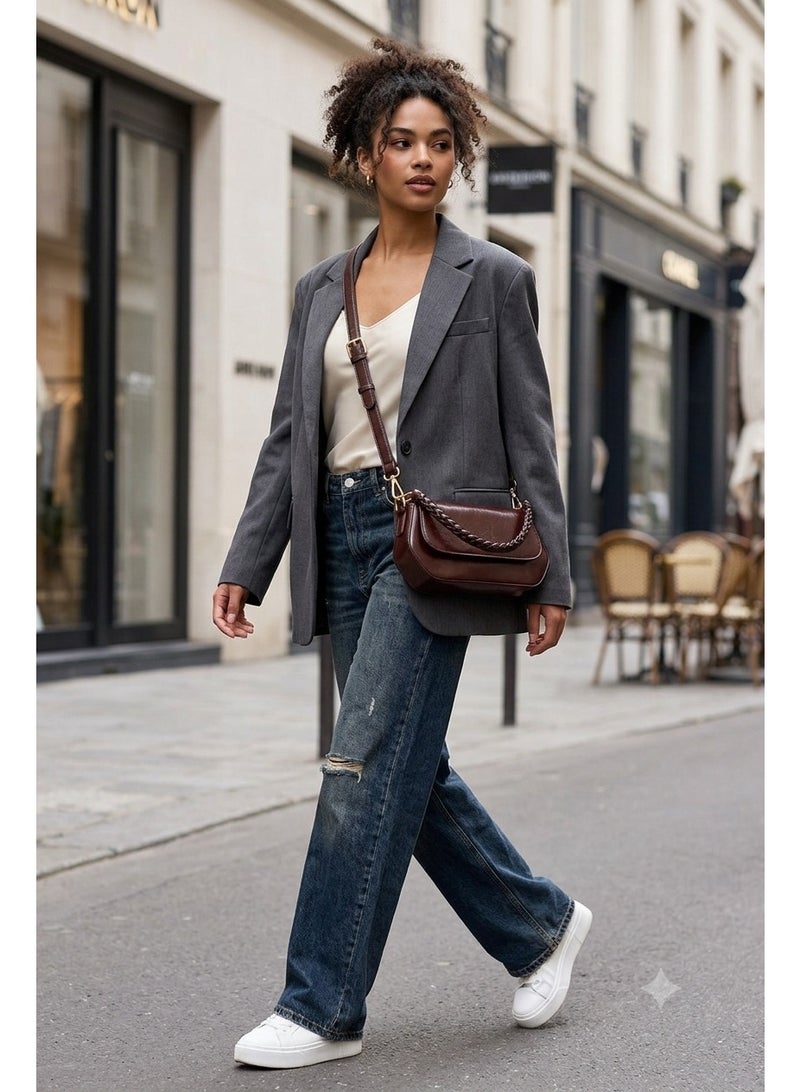 KANAZ Shoulder Bag with Braided Handle & Detachable Strap. - Image 2