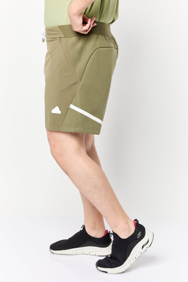 Adidas Men Sportswear Fit Brand Logo Outdoor Shorts, Olive  - Image 3