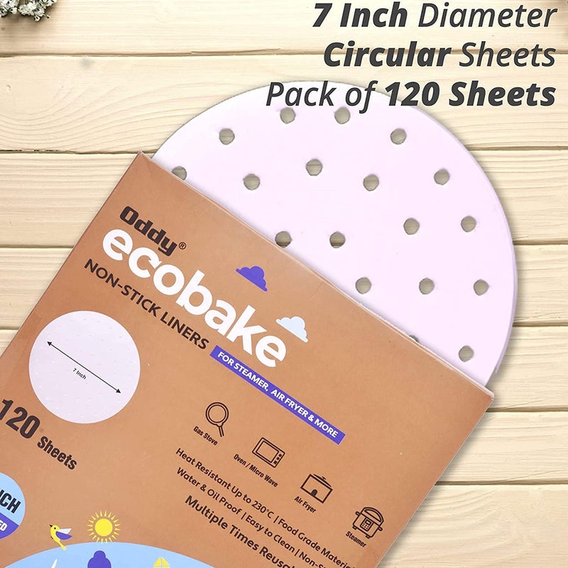 Oddy Uniwraps أودي يونيورابس إيكوبيك ورق خبز غير لاصق للبخار، القلاية الهوائية وغيرها - مثقب، دائرة 7 بوصة، 120 قطعة، أبيض - Image 3